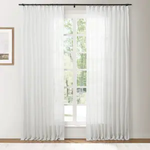TWOPAGES Flynn Linen Sheer Curtains Neutral Pleated Design Privacy Protection for Living Room & Bedroom Festive New Year Decor Winter Affordable Gift for Home 2026