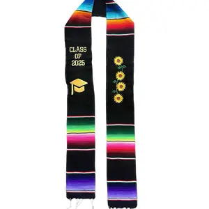 "Class of 2025" with Sunflowers Sarape Graduation Stole Shawl