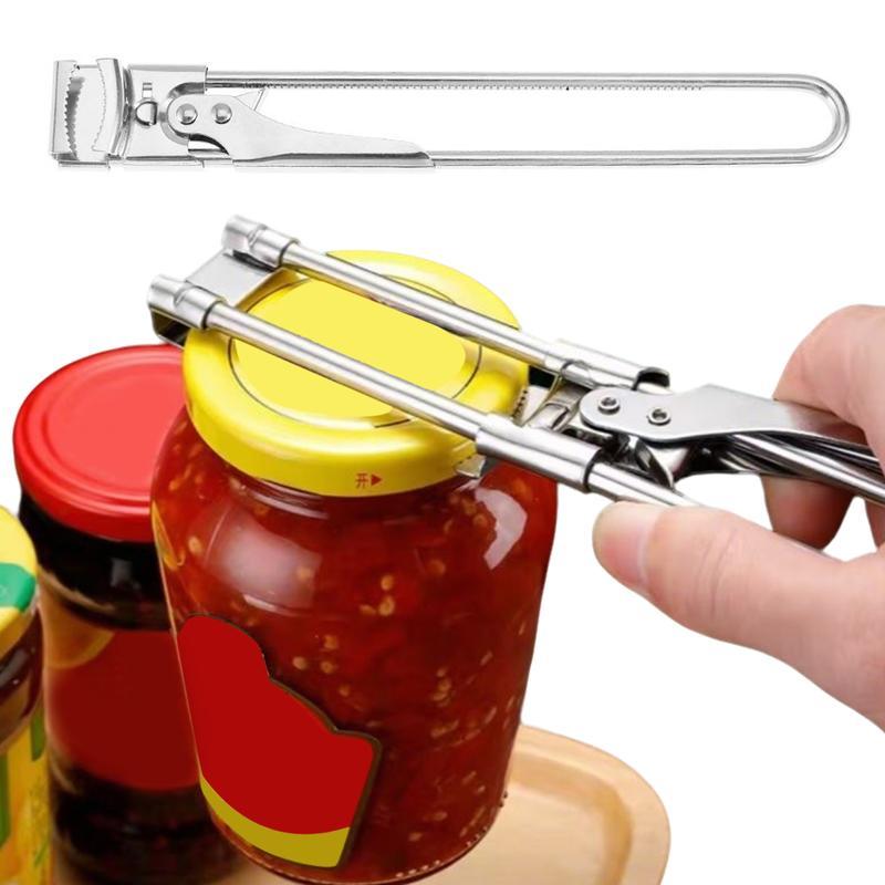 Senior-Focused Multifunctional Jar Opener Adjustable Stainless Steel Manual Can Bottle Lid Gripper for Arthritis