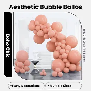 PartyWoo Dusty Pink Balloons 100pcs Different Sizes of 18 12 10 5 Inch Blush Pink Dusty Rose Boho Netural Balloon Arch Kit Garland for Baby Shower Princess Girl Birthday Party Decorations Pink-F01