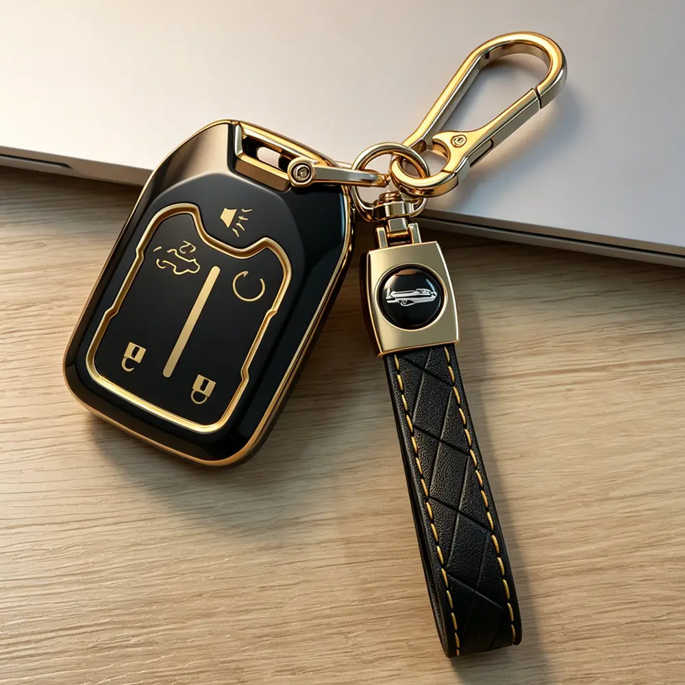 Unisex 5-Button Keyless Entry Smart Car Key Fob Cover Keychain, Protective Shell for Daily Use, Fits Chery Silverado 2022-2019 & GMC Sierra 150 2500HD 3500HD Remote, Modern Fashion Accessory, Fits Chery Siverado 2022 2021 2020 2019