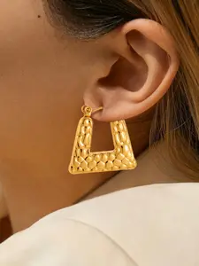 Low Allergy Hypoallergenic Material 14k Gold Plated Geometric Circle Hoop Earrings, Women's Daily Wear, Party Fashion Jewelry, Boho Style, Titanium Alloy