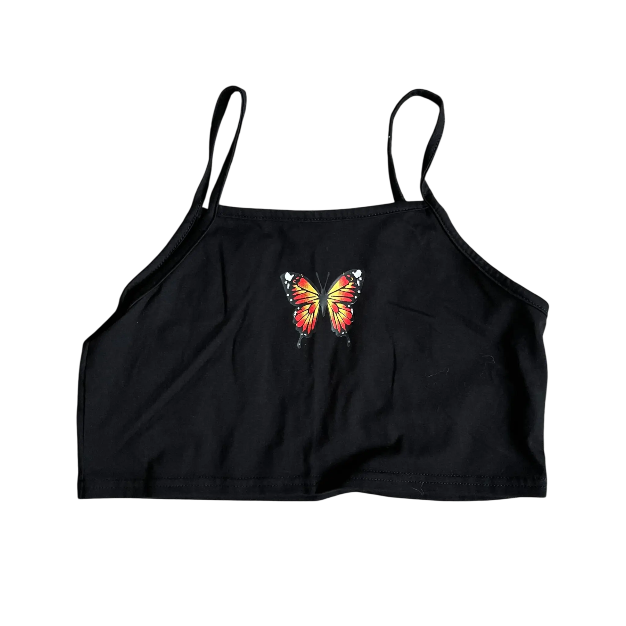 Cropped Spaghetti String top front SHEIN