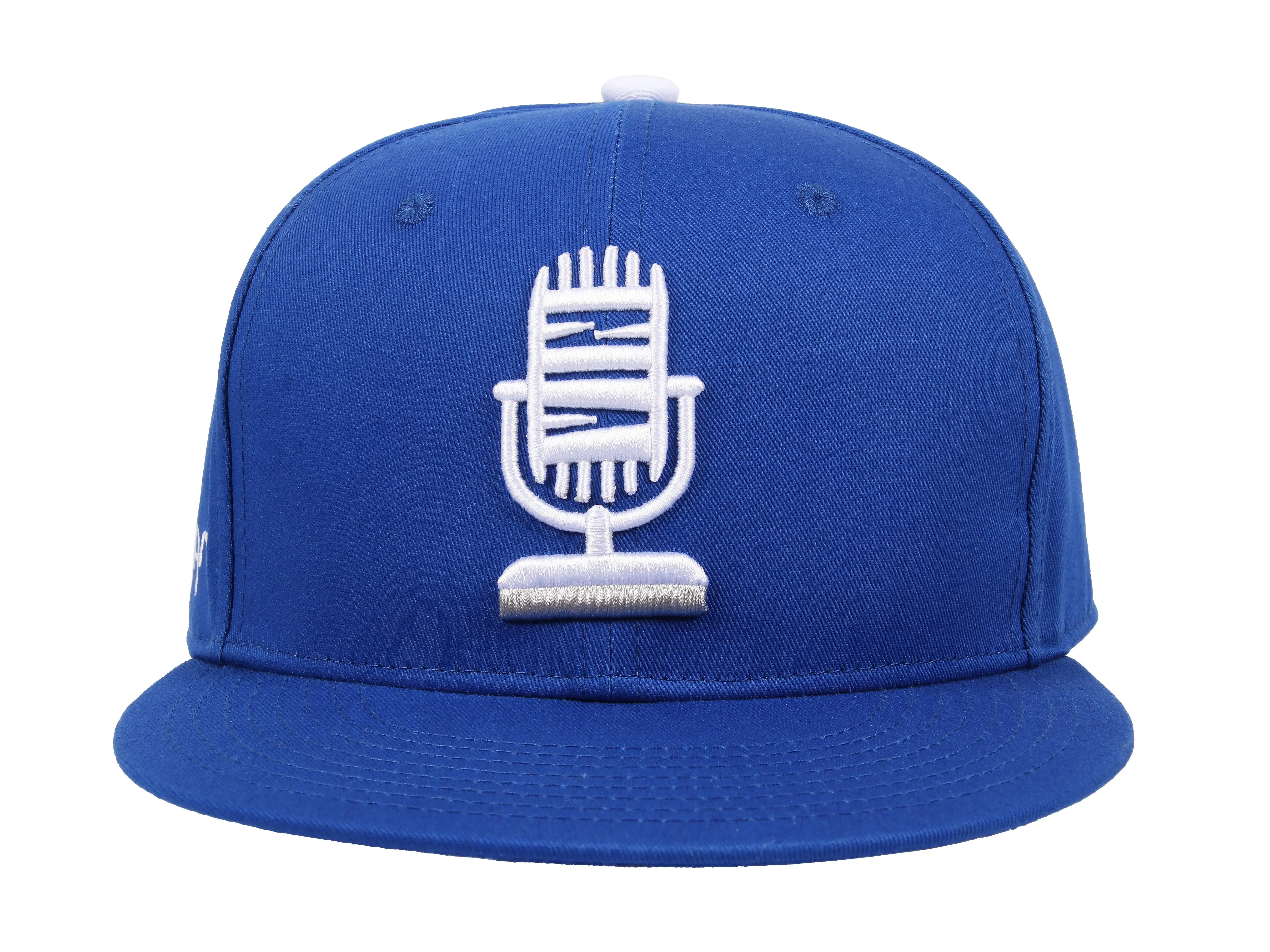 Vin Scully Microphone Icon Embroidery Snapback Adjustable Breathable Comfortable Baseball Cap, Retro Adjustable, Vin, Daily All-match Hat, 3D Embroidered Adjustable Outdoor Sport Cap, Blue