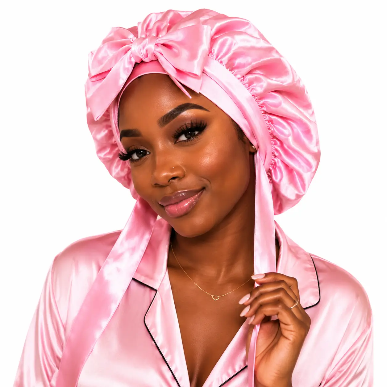 New Double-Layer Satin Adjustable Nightcap with Straps Satin Lining Silk Cool for Women's Natural Curly Hair Gift for Women Fashion Accessory Hair Cap For Sleep Hair Styling Cap