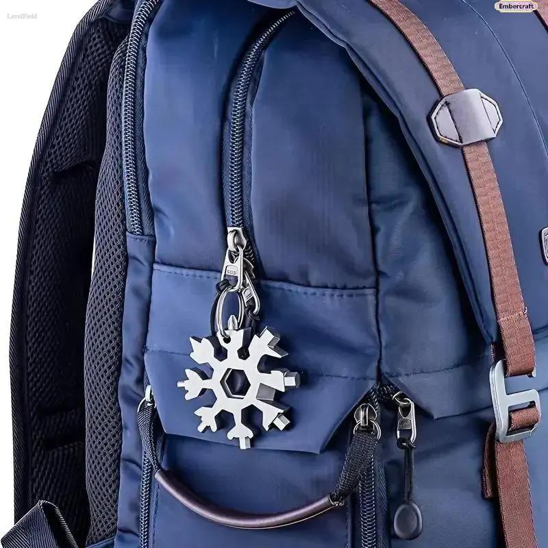 18-in-1 Snowflake Multi Tool EDC Pocket Tool – Stainless Steel Compact Survival Wrench with Screwdriver & Bottle Opener, Durable Lightweight Tool for Camping Bike Repair Outdoor Travel Gift