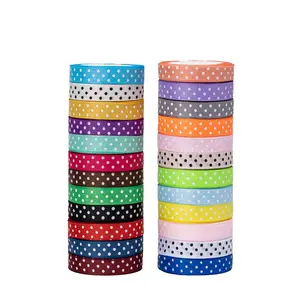96 Yard Polka Dot Grosgrain Ribbon, 3/8" X 4 Yard/Roll, 24 Colors Fabric Ribbons Roll Perfect for Wedding, Gift Wrapping, Bow Making & Other Projects
