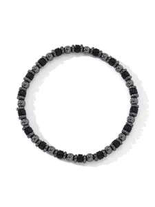 Men's Vintage Black Onyx Decor Beaded Bracelets High Quality, Stainless Steel Jewelry for Party, Daily Clothing Decor, Trendy All-match & Exquisite Jewelry for Birthday Gift