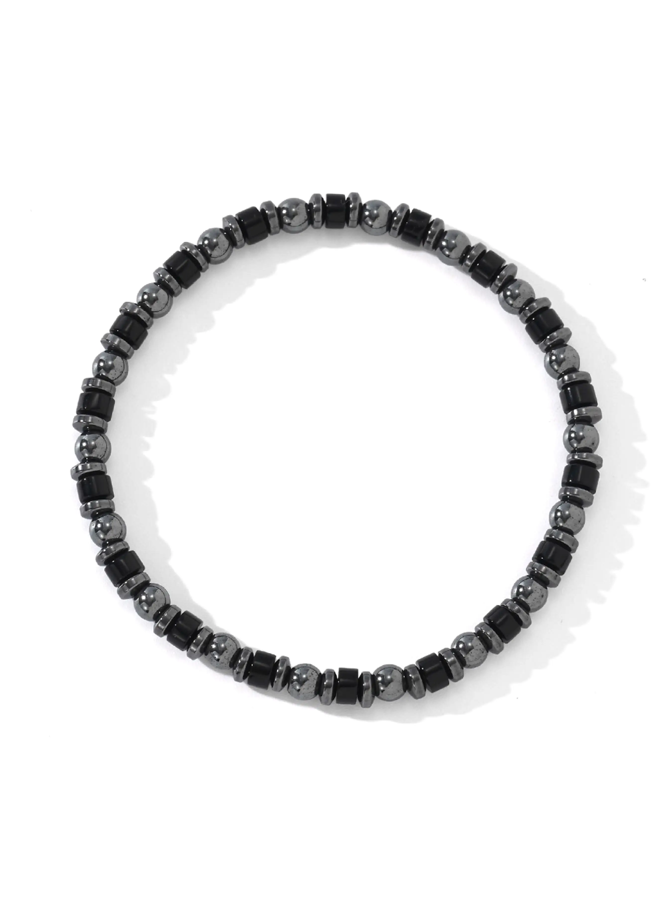 Men's Vintage Black Onyx Decor Beaded Bracelet, Stainless Steel Jewelry for Party, Daily Clothing Decor, Trendy All-match & Exquisite Jewelry for Birt