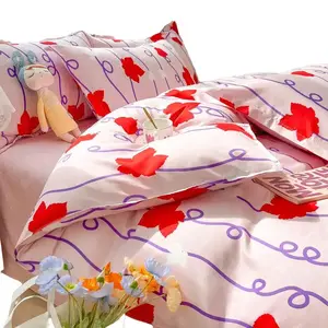 Cotton Thickening Bed Sheet Quilt Cover Four-Piece Bedding Set Washable Black Breathable Waterproof Cotton 2 meter suit Washable