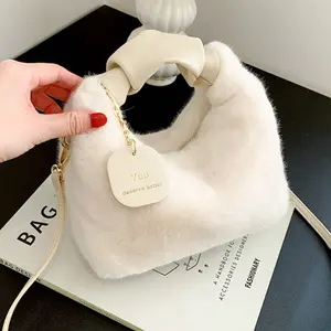 Fairytown Fluffy Tote Handbag for Women As Valentine's Day Gift Soft Faux Fur Purse Cute Furry Top Handle Shoulder Bag Fuzzy Plush Clutch Purse