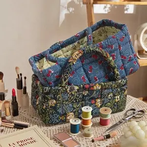 Elegant Floral Desktop Storage Bags, Set of 2, Makeup Organizer Pouch, Perfect for Makeup & Accessories Organization, Keep Your Desk Clutter-Free!