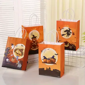 20pcs Halloween Gift Bags Bulk - Spooky Ghost, Witch & Bat Design Non-Woven Bags - Orange & Black Party Favors with Hangers - Perfect for Trick-or-Treat & Haunted House Events