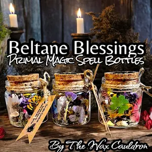 The Wax Cauldron Beltane Blessings Primal Magic Spell Jar Kit Alter Decor and Talisman Ornaments for Ritual Use & Decor Aromatherapy Glass