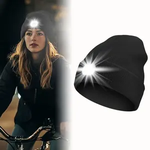 1PC Unisex LED Beanie,USB Rechargeable Winter Flashlight,Christmas Beanie with a Light,Lightweight Warm Knit Hat,Usb Rechargeable Stretchable Knit Cap for Night-time Safety, Birthday Christmas Dad Mom, Christmas gift