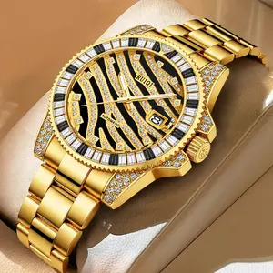 1 Piece Zebra Multicolor Dots Full Diamonds Case fashion Automatic Mechanical luxury waterproof Watch Men's  Jewelry Jewellery Designer Wristwatch womens gifts