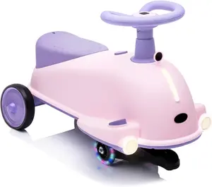 12V Electric Wiggle Car with LED Lights & Glow Wheels for 3+ Year Olds Kids