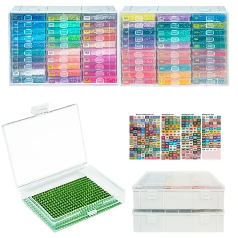 Diamond Art Trays with Lids, 60PCS Diamond Painting Trays with Lids ＆ Diamond Art Storage, Diamond Painting Accessories for Beads (2 Packs) Storage Box Diamond Painting Stickers Containers