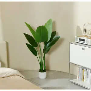 Elegant Artificial Bird of Paradise Tree - 4ft 5ft 6ft 7ft Tropical Plant with 10 Lifelike Silk Leaves, Ideal for Home, Office, Patio, and Living Room Decor Decorative Nature outdoor，Equipped with a beautiful white flowerpot bonsai yard