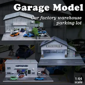 Diorama 1:64 Scale Car Garage Model with LED Lighting Japanese Supermarket City Building Car Parking Lot Scene Display Model Die-Cast Car Collection Toys Gift for JDM Style Collector