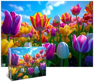 HUADADA-Jigsaw Puzzles 1000 Pieces for Adults jigsaw puzzles for adults 1000 Piece Puzzle Educational Colorful Tulips Games Home Decoration Puzzle