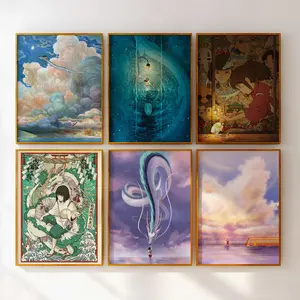 Spirited Away Movie Unframed Poster, Studio Ghibli Wall Art, No-Face Haku Chihiro Aesthetic Print, Anime Bedroom & Living Room Decor, Gift for Anime Fans, Hayao Miyazaki Art, Japanese Animated Movie Gifts