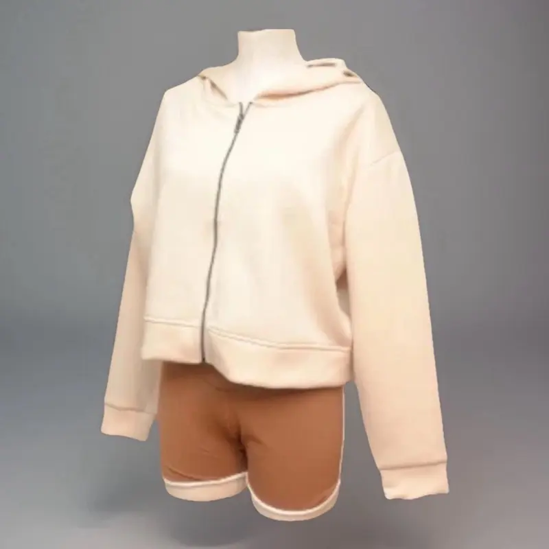 Women's Zip-Up Hoodie Buttery Soft Jacket Size Large Cream Cozy & Stylish