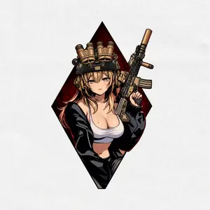 Tactical Anime Girl Vinyl Sticker – Night Vision Waifu Decal, Military Operator Anime Art, Waterproof Die Cut Sticker
