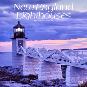 New England Lighthouses | 2026 12 x 24 Inch (Hanging) Monthly Square Wall Calendar | Plastic-Free | BrownTrout | USA United States of America East Coast Scenic Nature