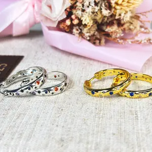 Dainty Star & Moon Earrings – Celestial Huggie Hoops – 18k Gold Sterling Silver Plated – Minimalistic Star Earrings – Zodiac Cosmic Jewelry