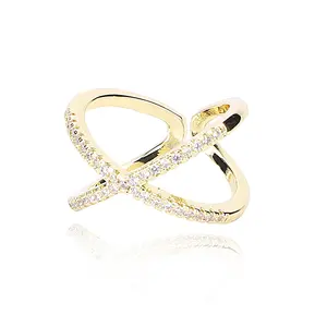 Vintage Havana Jaylah Pave Crisscross Goldtone Ring