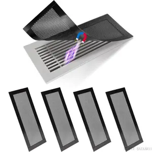 Magnetic Floor Vent Covers 4 x 10 Inch Air Vent Screen Cover Magnetic Floor Register Vent Covers Magnetic PVC Vent Mesh for Home Wall Ceiling Floor Catches DebrisXXALUE BAZAAR11