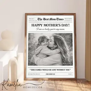 Personalized Newspaper Poster Unframed, Custom Photo Newspaper Print, Mothers Day Gift for Mom, Mom Photo Poster Unframed, Custom Family Photo Print, Birthday Gift for Mom, Personalized Mom Wall Art, Family Keepsake Poster