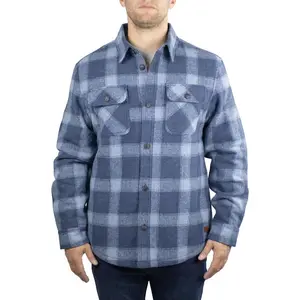 Men's Wool Blend Sherpa Lined Flannel Shirt Jacket