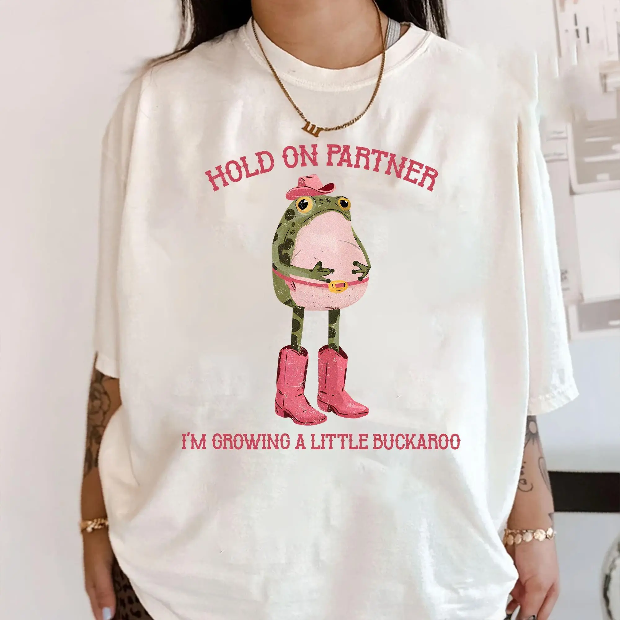 Comfort Colors® Hold On Partner I'm Growing A Little Buckaroo T-shirt, Pregnancy Announcement Tee, Baby Reveal Shirt, Expecting Mom Sweatshirt, Mother's Day Gift