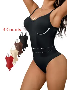 Adjustable Strappy Bodysuit for Women, T-Back Design Shapewear, Slimming Control Crop Compression Top, Perfect for All Seasons