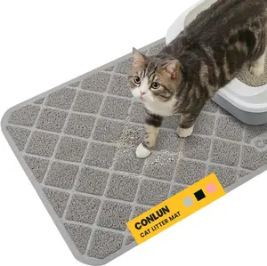 Conlun Cat Litter Mat 47" x 35" Non-Slip PVC Grid Mesh with Scatter Control & Urine Waterproof Soft on Kitty’s Paws #springtok Trapping Clean Tray