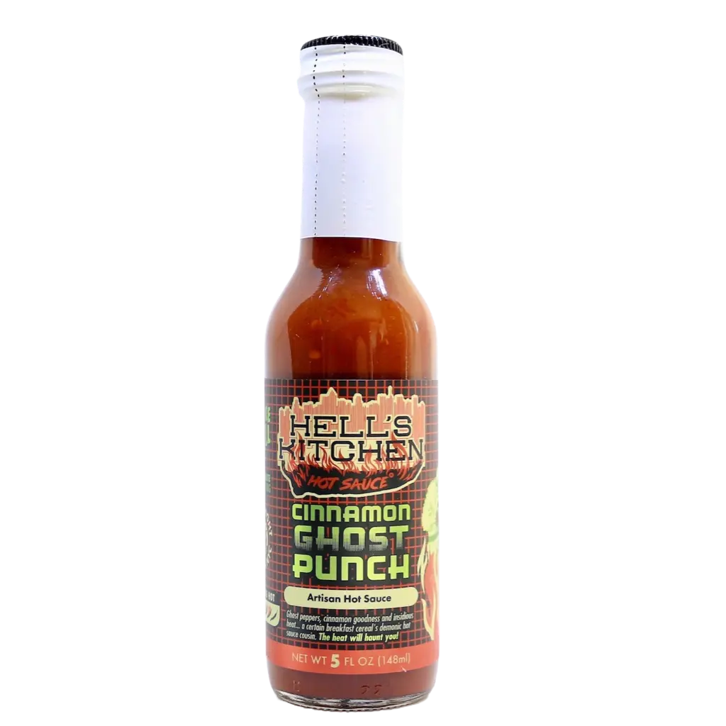 Cinnamon Ghost Punch Hot Sauce by Hell's Kitchen Hot Sauce - Hand Selected Superhot Peppers with Savory Cinnamon - Artisan Hot Sauce - 1 tsp Serving Size - 30 Servings - Minimal Calories & Fat - Nutrient Rich