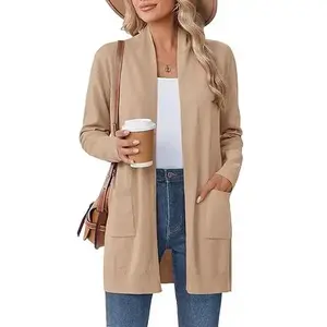 Women’s Lightweight Open-Front Long Cardigan Sweater – Duster Knit Fashion Coat with Pockets
