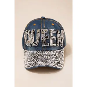 Yas Queen Shiny Stone Denim Baseball Cap