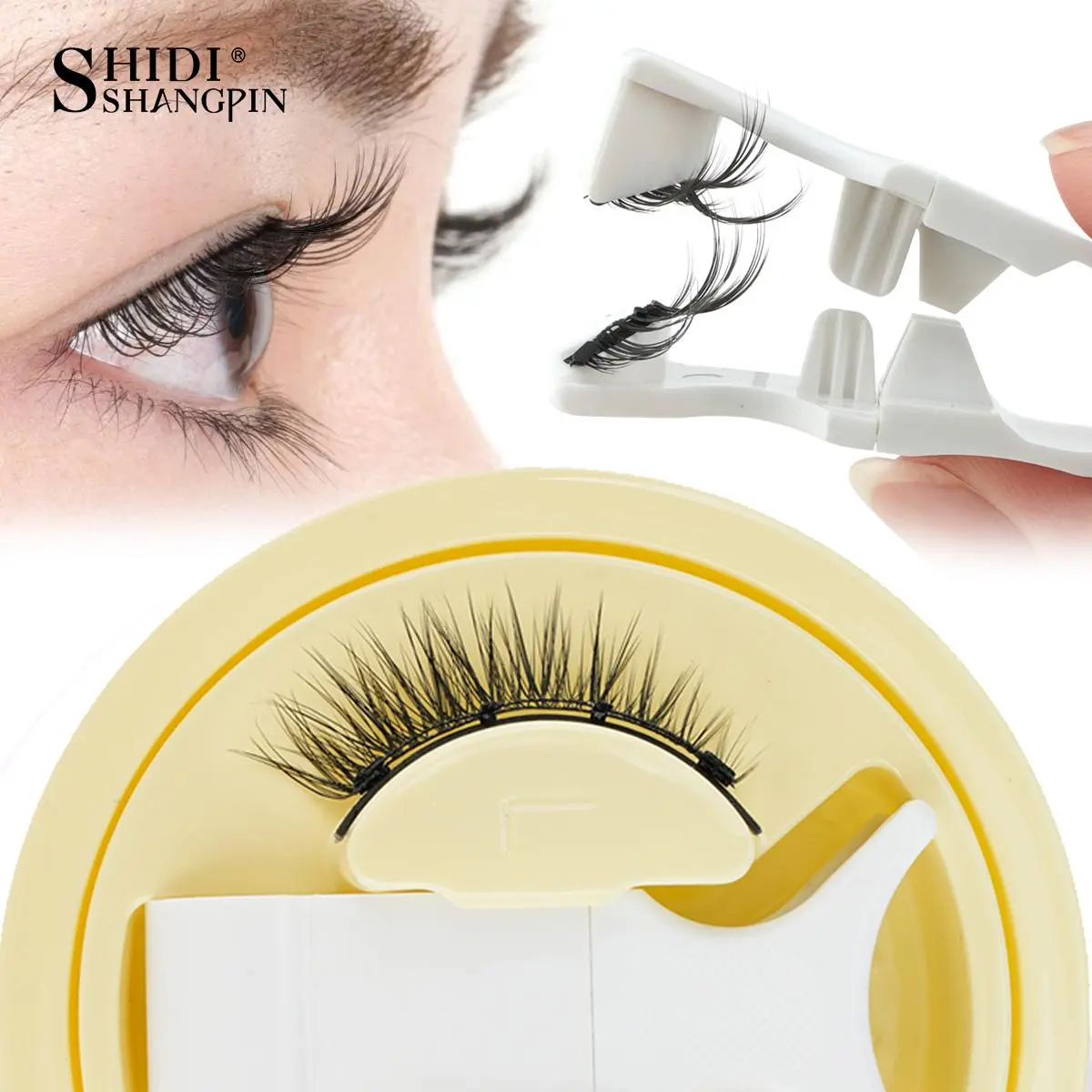Magnetic Lashes No Glue Needed Magnetic False Eyelashes Set with Tweezer Natural Curly Fluffy Fake Eyelashes Extension Faux cils
