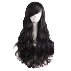 28 Inch/70 cm Charming Women's Long Curly Full Hair Wig Synthetic Material Wigs Black Wig