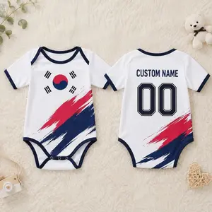 Personalized South Korea Baby Bodysuit, Custom Name Number Infant Soccer Jersey, Korean Flag Baby Outfit, Football Fan Gift, World Soccer Baby Suit, Football Gift – FASTSHIPPING