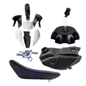 7pcs Motorcycle Plastics Fender Fairing Kit with Gas Tank and Tall Seat for Kawasaki KLX110, KX65, Suzuki RM65, DRZ110, Pitster, Coolster 140-250cc Pit Dirt Bike