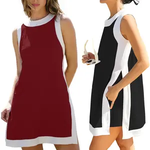 Tanming Women's 2 Piece Sets Casual Color Block Crewneck Short Sleeve Pullover Tops Matching Shorts with Pockets Lightweight Activewear Yoga Outfit Set Clothes Womenswear Sleeveless