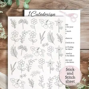 stick and stitch embroidery patterns, full page flowers, pocket patterns embroidery stencils