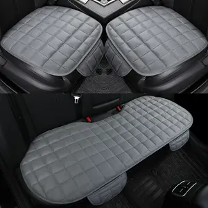 3pcs Full Set Car Seat Covers, Front & Rear Seat Protectors, Soft Breathable Linen Texture Fabric, Universal Fit for SUV Truck Sedan
