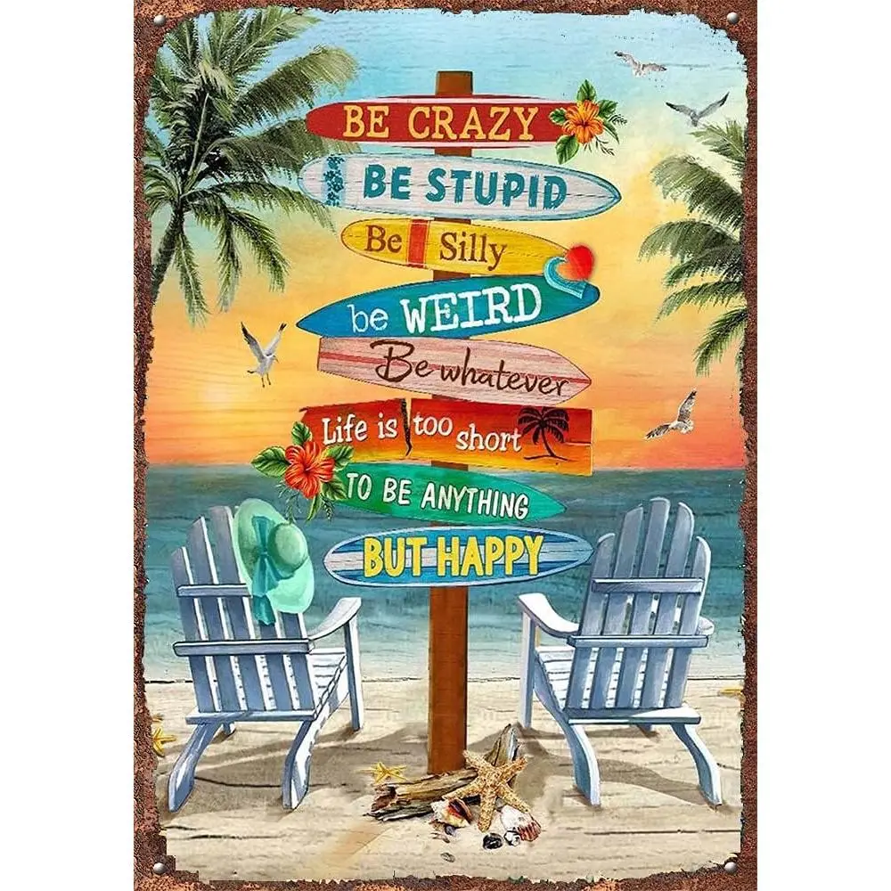 Retro Tin Signs Vintage Signs Beach Canvas Print Surfing Boards