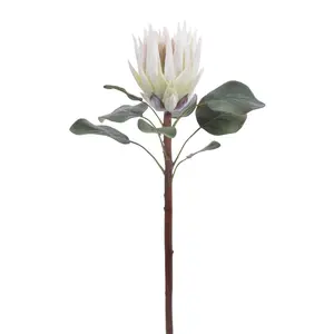 Real Touch White King Protea Faux Flower Single Stem