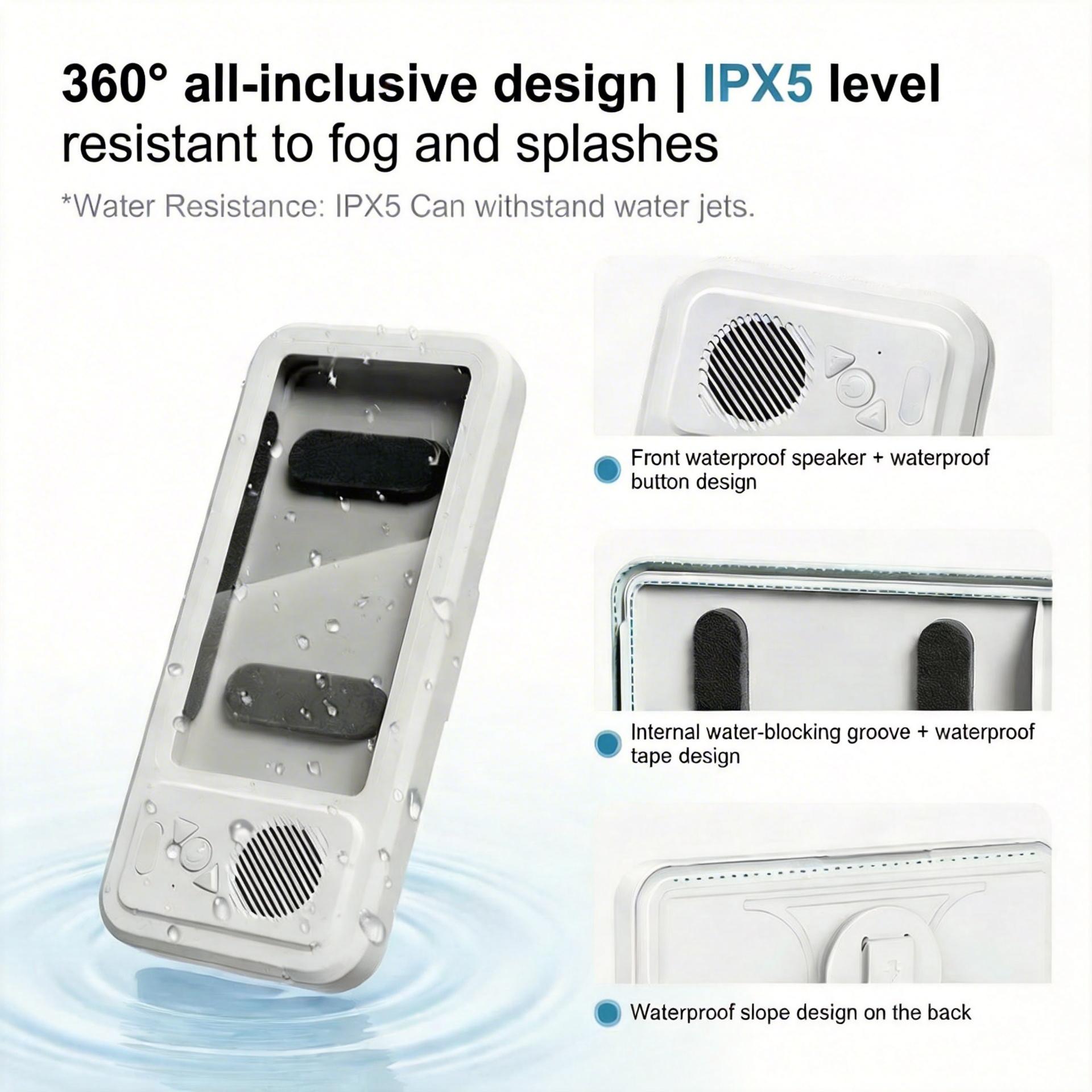 Waterproof box speaker, shower waterproof 360 ° rotating touch screen,IPX5 Waterproof Degree,watch movies, listen to music, Hands-free call，phone holder Bluetooth speaker, Compact Smartphone, phone cases, subwoofers,kitchen, bathroom, sink, SummerVibes